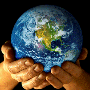 hands holding planet earth